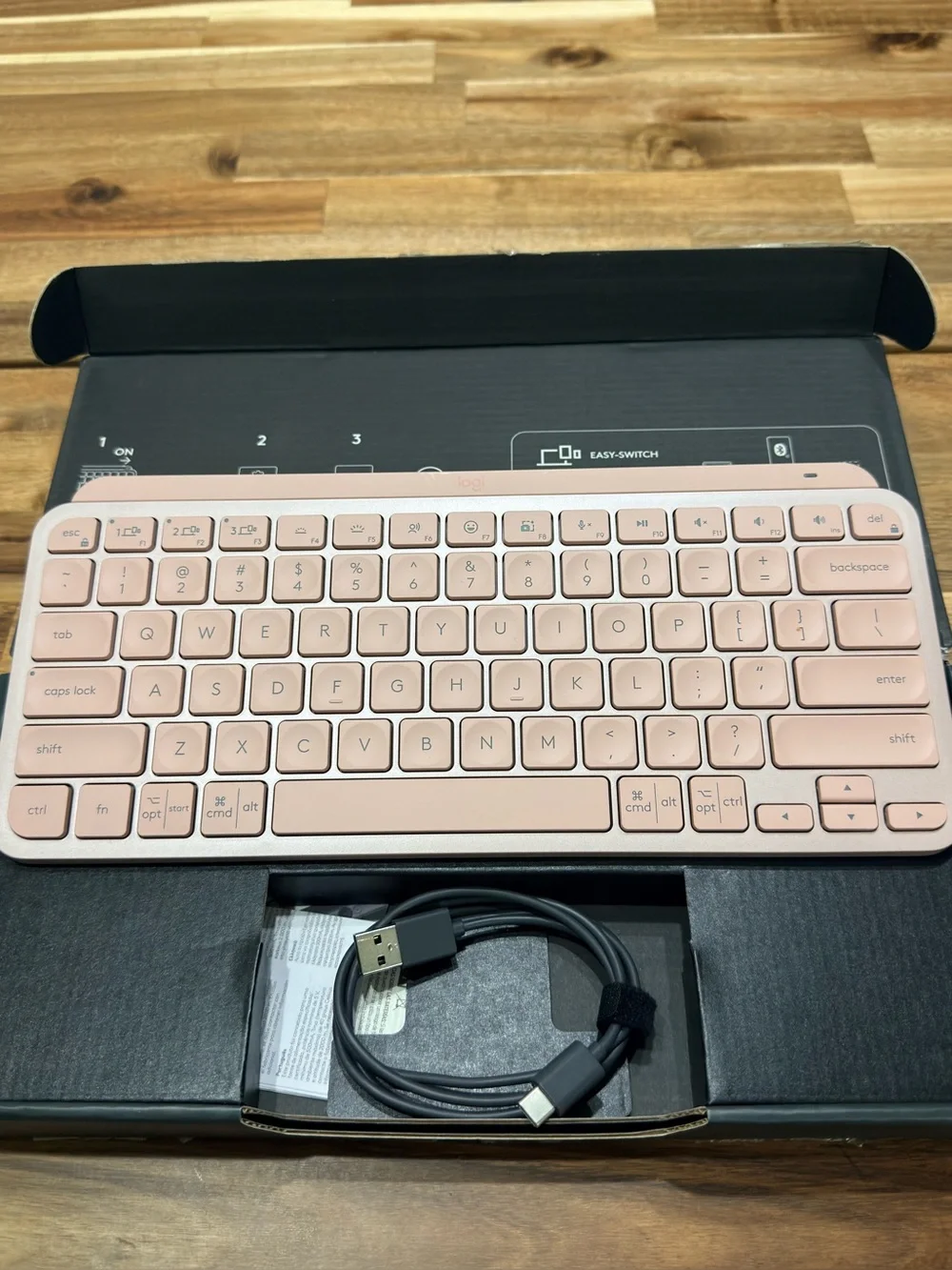 Logitech Rose Gold Bluetooth Wireless Keyboard with USB-C Cable